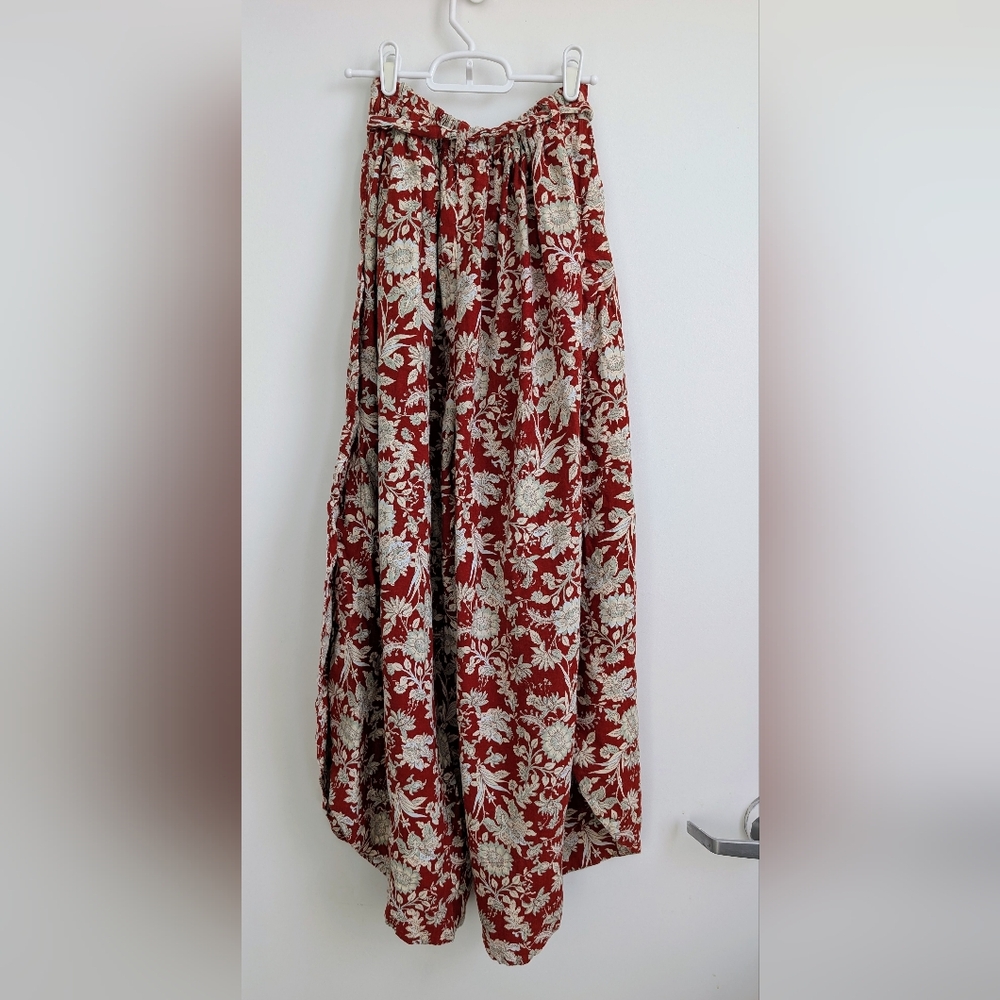 FREE PEOPLE Sunday Set 2-Piece Floral Linen Blend Size Small Boho Beach - Picture 3 of 11